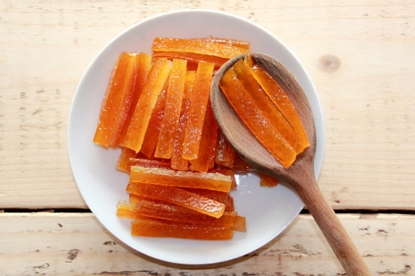 Lamelles d'orange confite bio - Sachets de 100 g, 250 g,  400 g - Vente en ligne - Plaisirs de Fruits